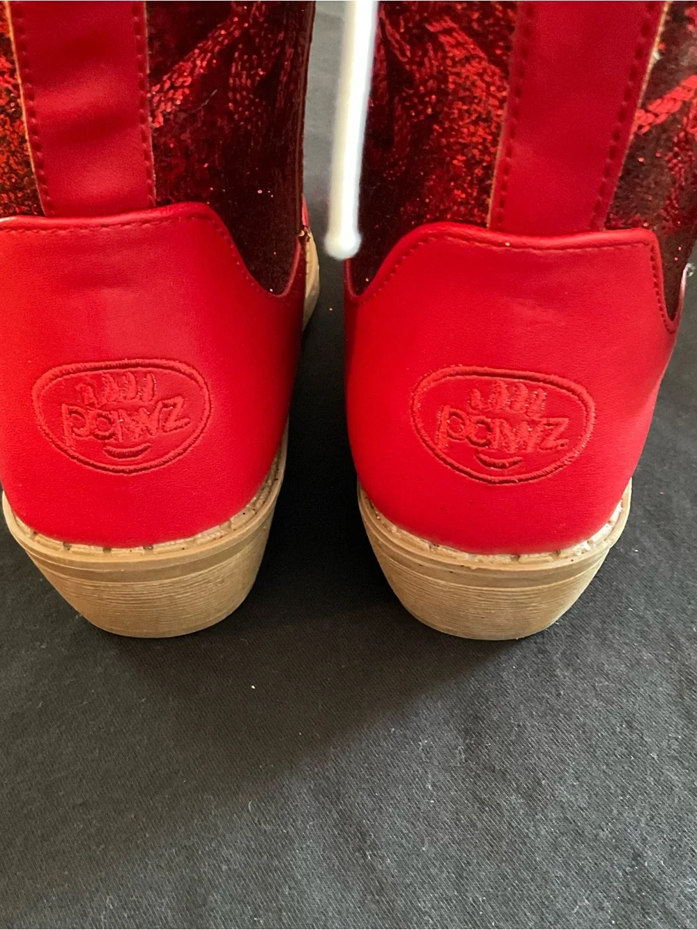 NWT PAWZ Girls Red Sparkle Glitter Western Cowboy Boots Side Zip Girls Sz 3